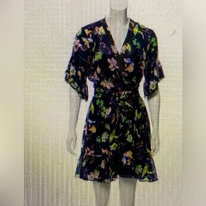 Tanya Taylor silk dress. Ruffle at the side with wrap tie belt, built in slip.